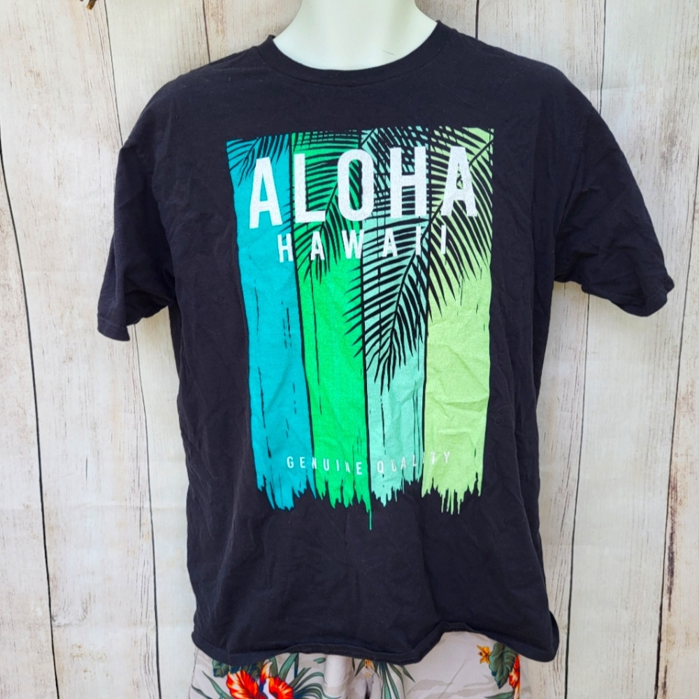 Aloha Hawaii Graphic Black Mens Tshirt